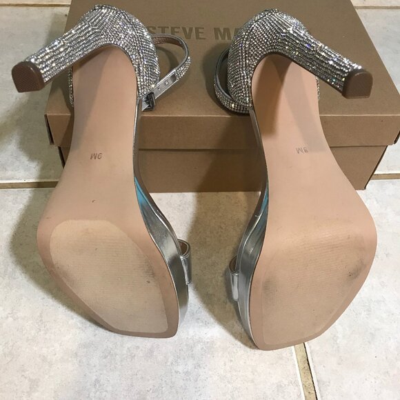 NEW Steve Madden Kisha Platform Sandal Silver Rhinestone Sparkly Bling * Size 9 - Picture 9 of 10